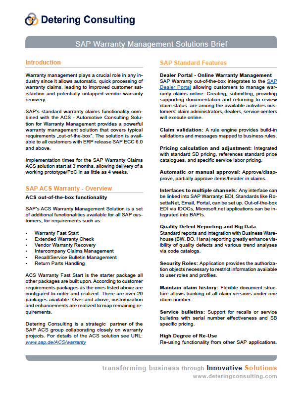 Warranty Project Request